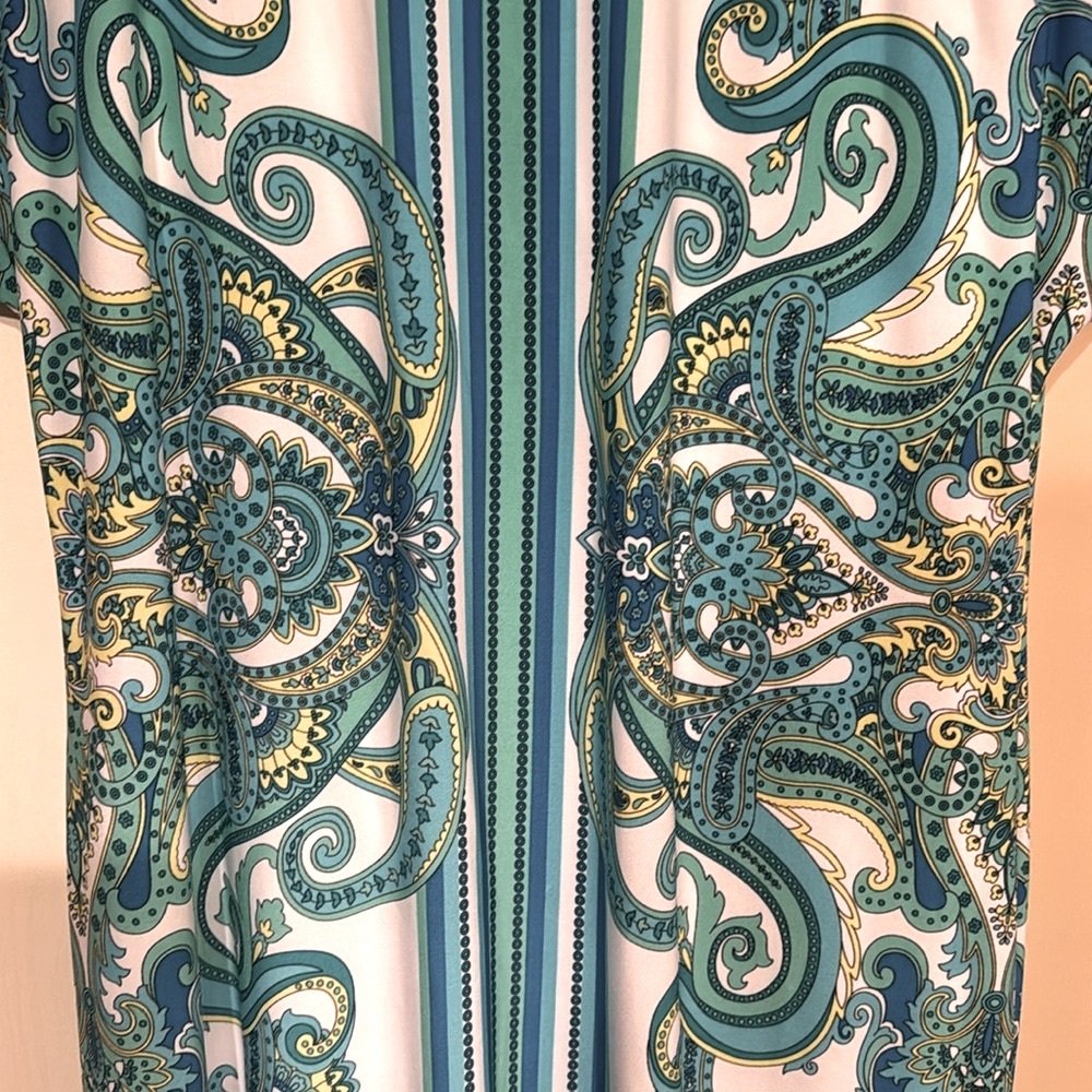 STUDIO ONE NEW YORK Paisley S/S Lined Shift Pullover Dress Knee Length Size XL - Picture 3 of 10